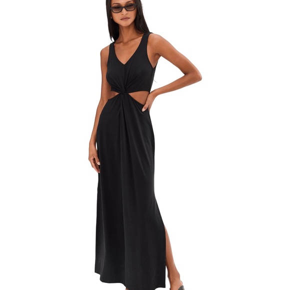 Beyond Yoga Around The World Cutout Front Twist Maxi Dress Black XS - Picture 2 of 10